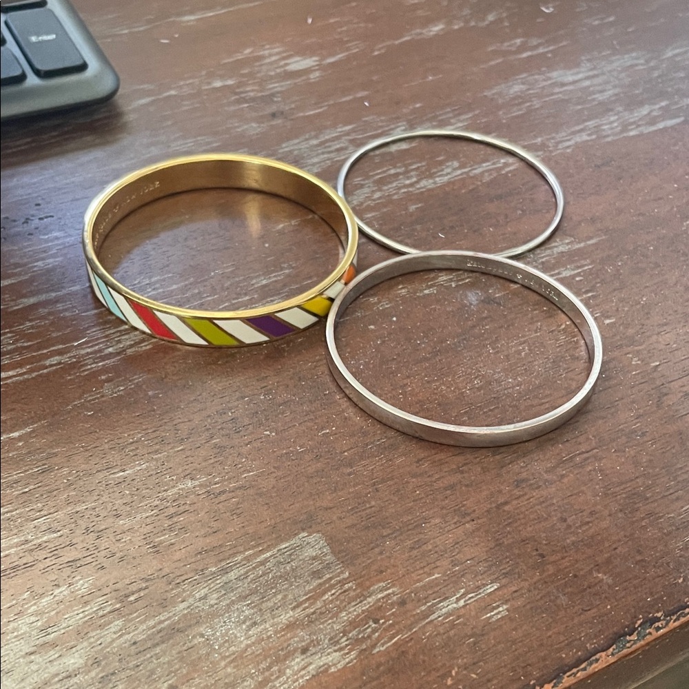 Kate Spade Flying Colors, Find the Silver Lining gold and silver Bangle Set